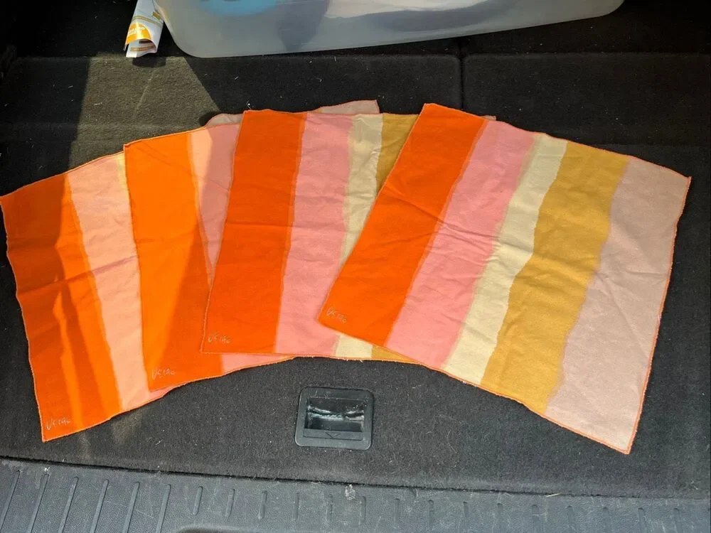 VTG 70s Vera Neumann Abstract Stripe Napkins Set of 4 NWOT Mid Century Modern